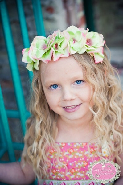 THE ADELLE-Pretty Green Hydrangea Flower Headband- Photo Prop, Irish Wedding, Flower Girl crown, Ballet Recital