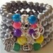 Bead Bracelet Set in Pearlized Silver with Neon Accents