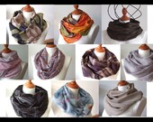 10 Infinity Scarves, Wholesale quantity infinity scarf  lot, Unisex and feminine loop scarves, colorful floral, plaid, plain, spring fashion