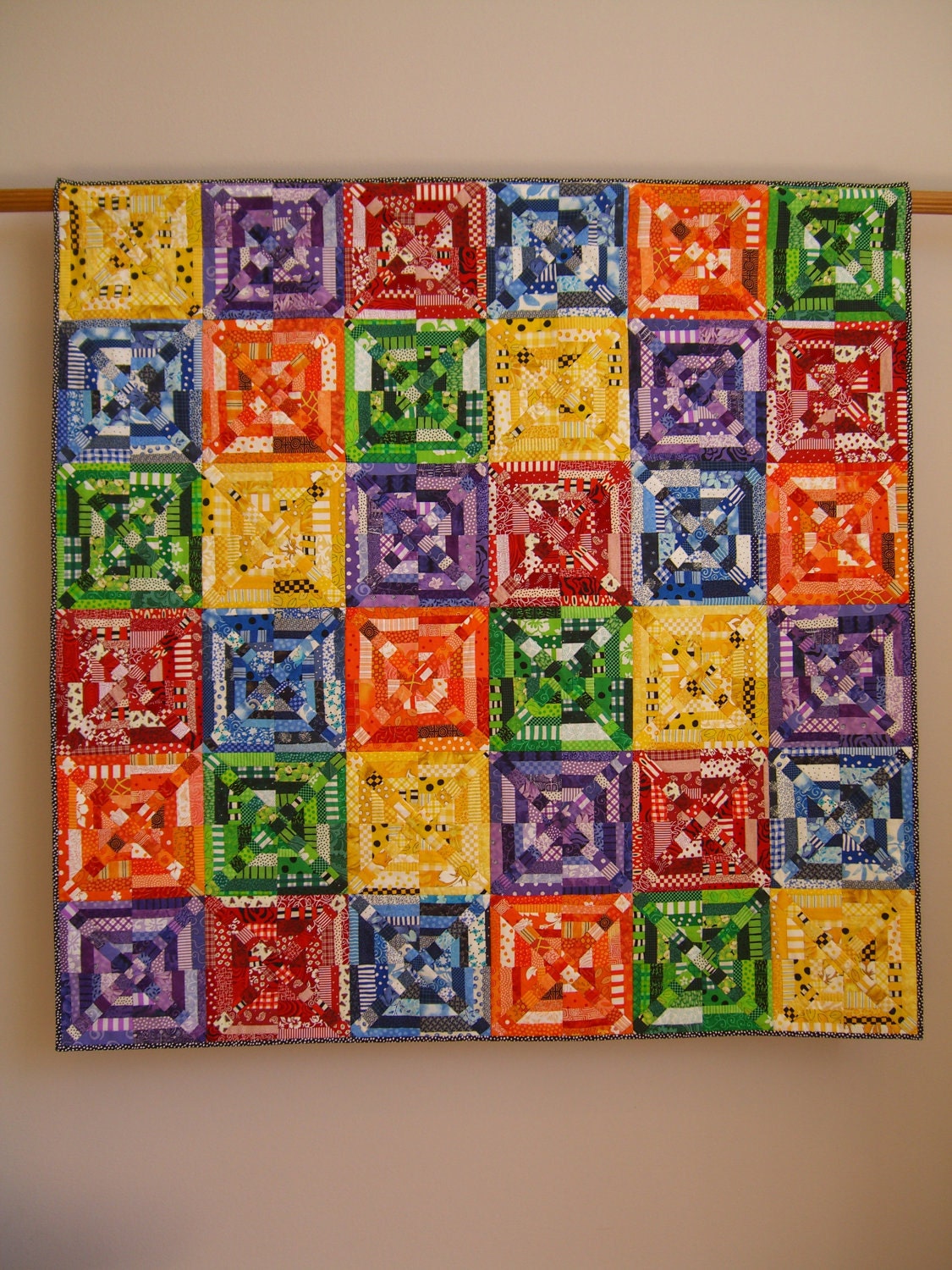 Mixed-Up Color Wheel wall quilt