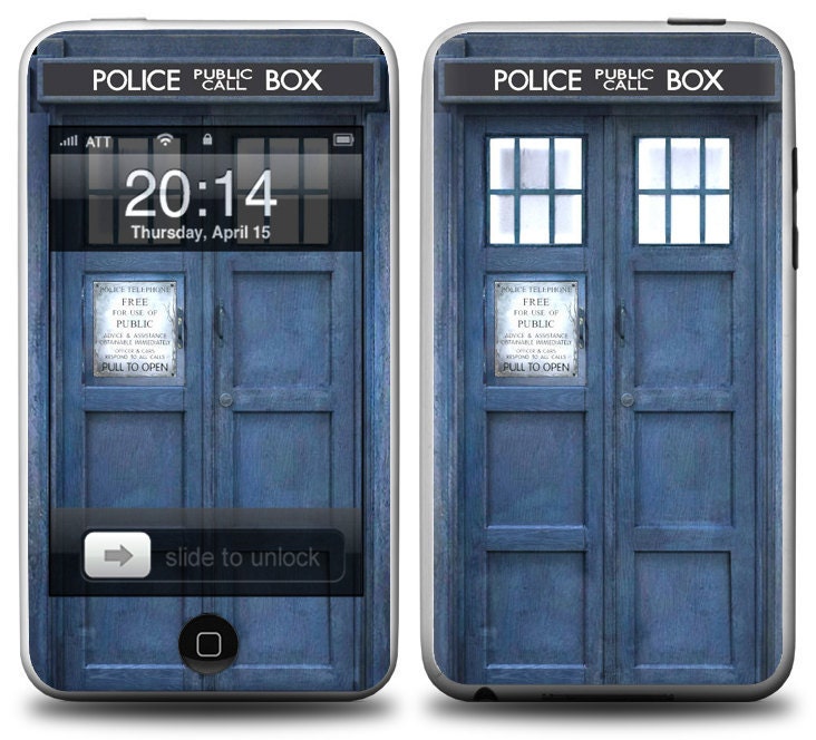 Apple iPod Touch 2G 3G 4G 5G Case Decal Skin Cover - Police Public Call Box GLOSSY MATTE LEATHER option