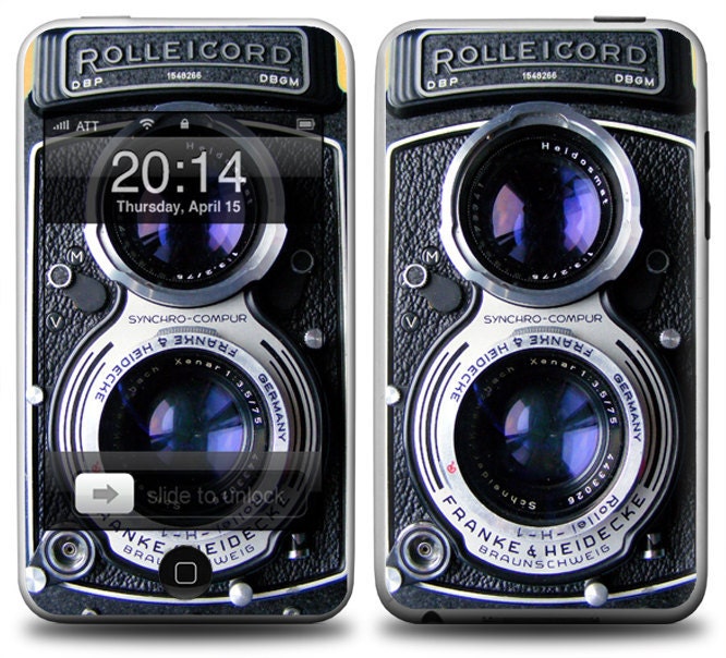 Apple iPod Touch 2G 3G Decal Skin Cover - Vintage Camera GLOSSY MATTE LEATHER option