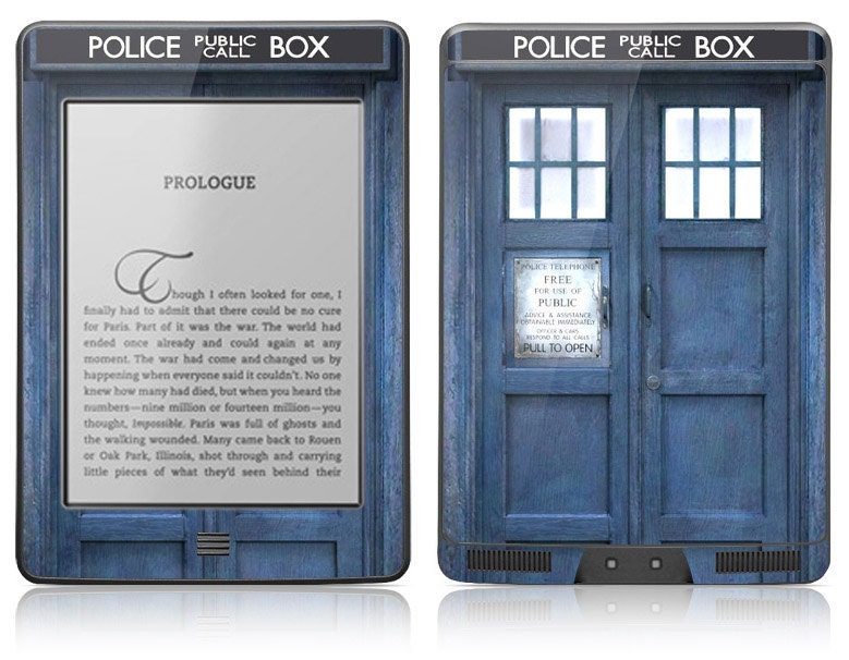 Amazon Kindle Touch Paperwhite Fire Hd Skin Cover - Police Public Call Box GLOSSY MATTE LEATHER option