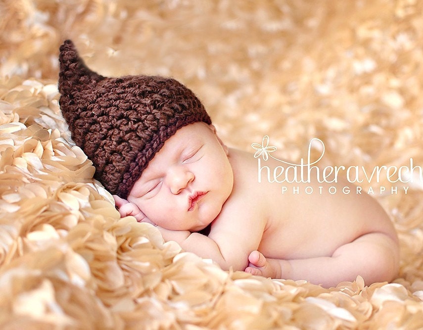 Baby Elf Hat, Photo Prop, Chocolate Kiss