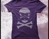 Skull tshirt women's "Incognito" skull with false moustache and glasses