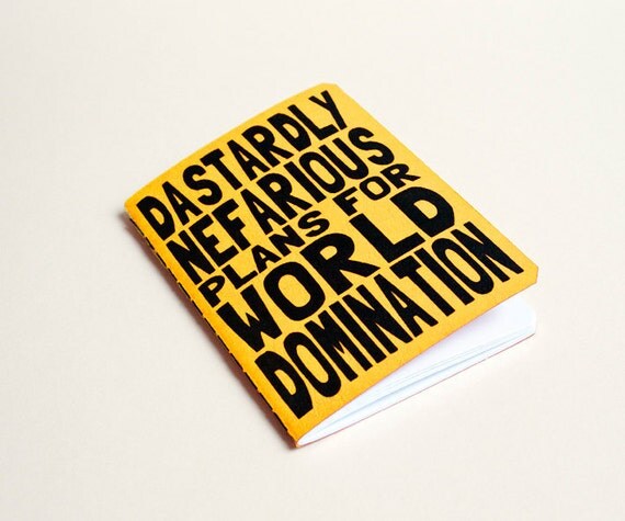 Handmade notebook "World domination" Yellow
