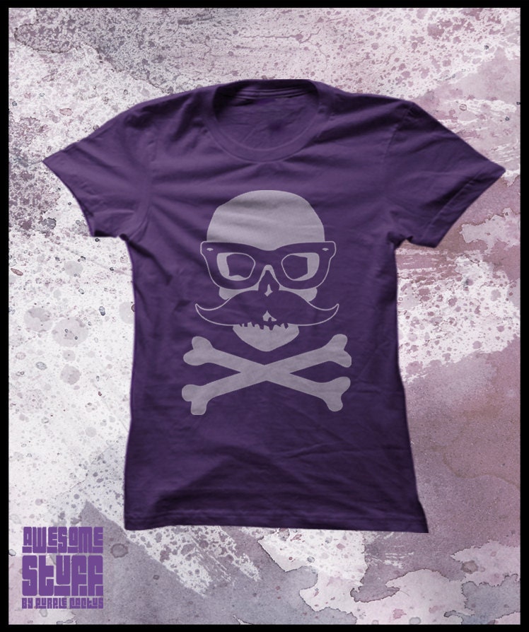 Skull tshirt women's "Incognito" skull with false moustache and glasses