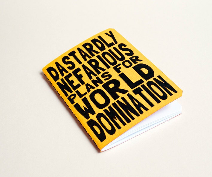 Handmade notebook "World domination" Yellow