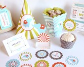 Carnival Circus Birthday Party Set, Circus Elephant, Vintage Inspired, Personalized Party Decorations - PRINTABLE FILE - by Luvalexa