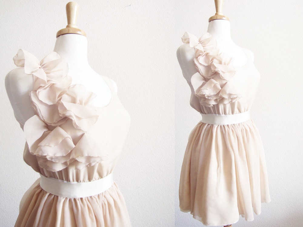 Nude Romance Petals Bridesmaid Party dress