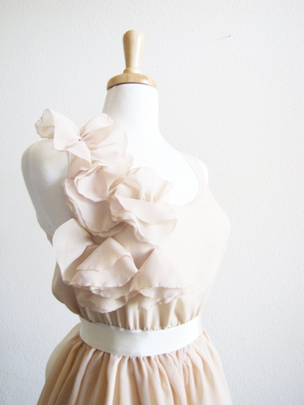 Nude Romance Petals Bridesmaid Party dress
