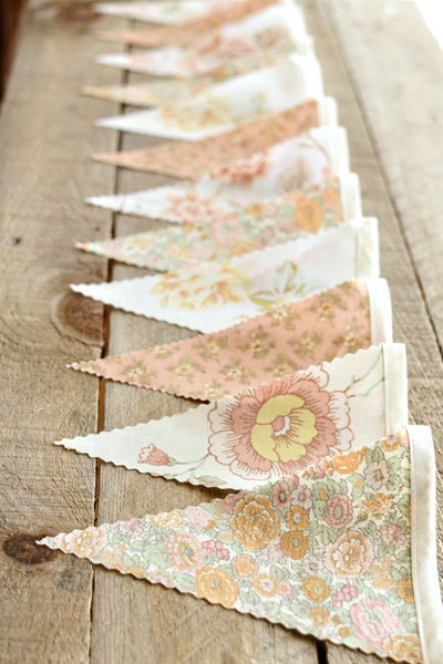 Sunshine Bouquet - Vintage Bunting Banner with 12 Flags