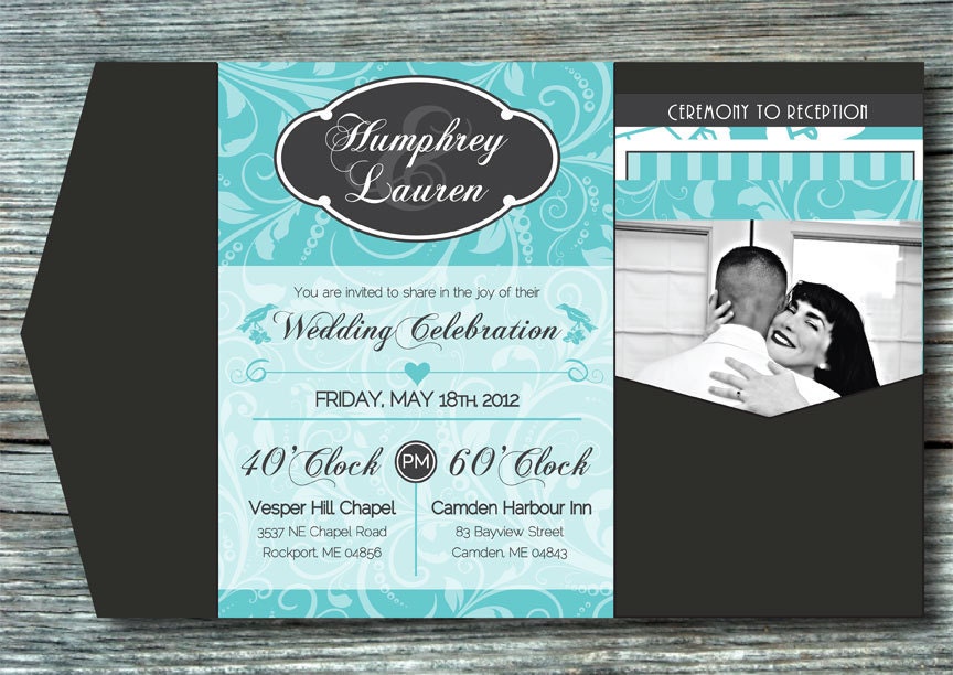 Custom Vintage Wedding Invitation: Something Blue
