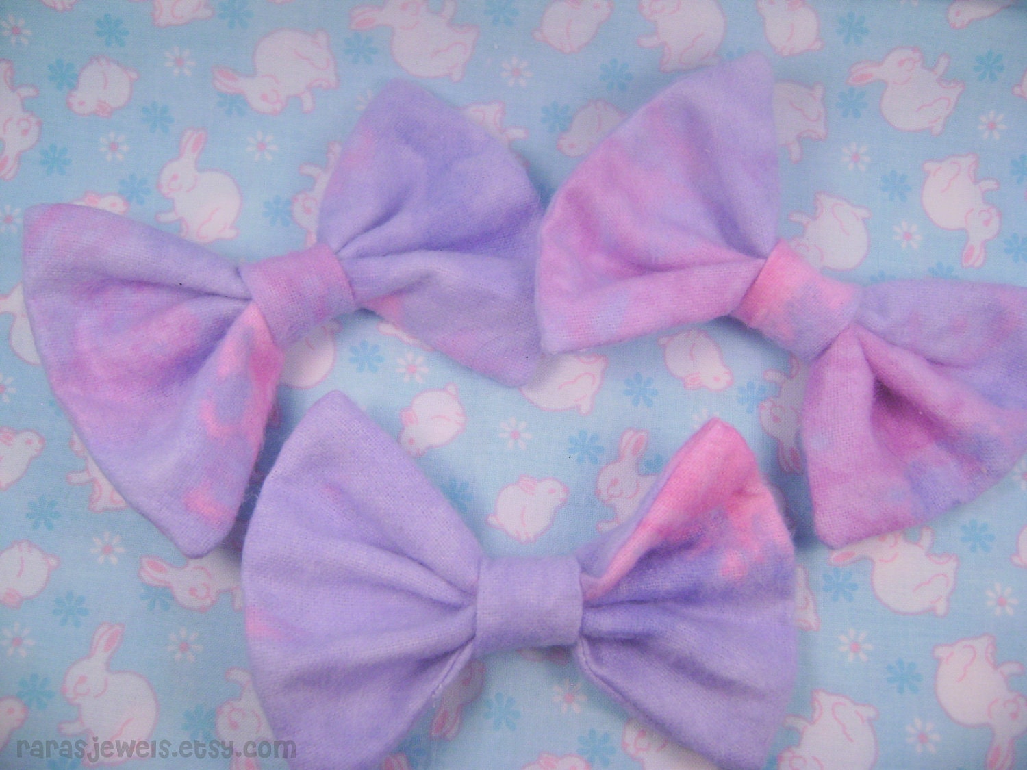 Kawaii Pastel Hair Bow Fabric - Comes with Clip - Great for Fairy Kei, Decora, and more