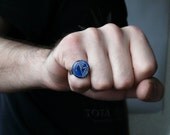 Circuit board geekery adjustable ring Small Blue - recycled computer rb219 ready to ship