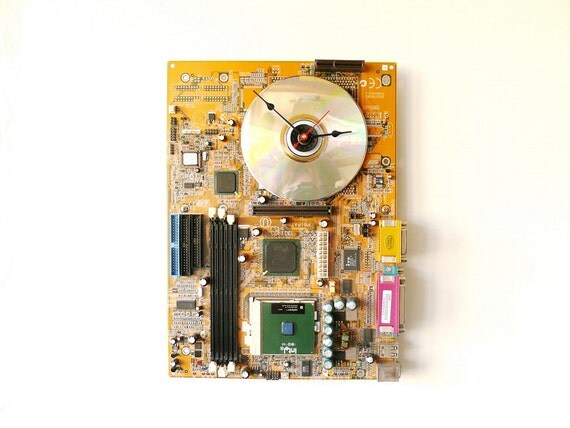 Wall clock made from a recycled Computer circuit board