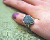 Small Blue Teardrop Agate Druzy Ring