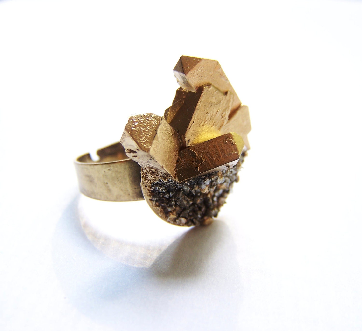 Faux Gold Titanium and Pyrite Ring