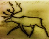 Genuine Alaskan Inuit Horn and Bone Hand Made Scrimshaw Caribou Reindeer Knife Alaska Native