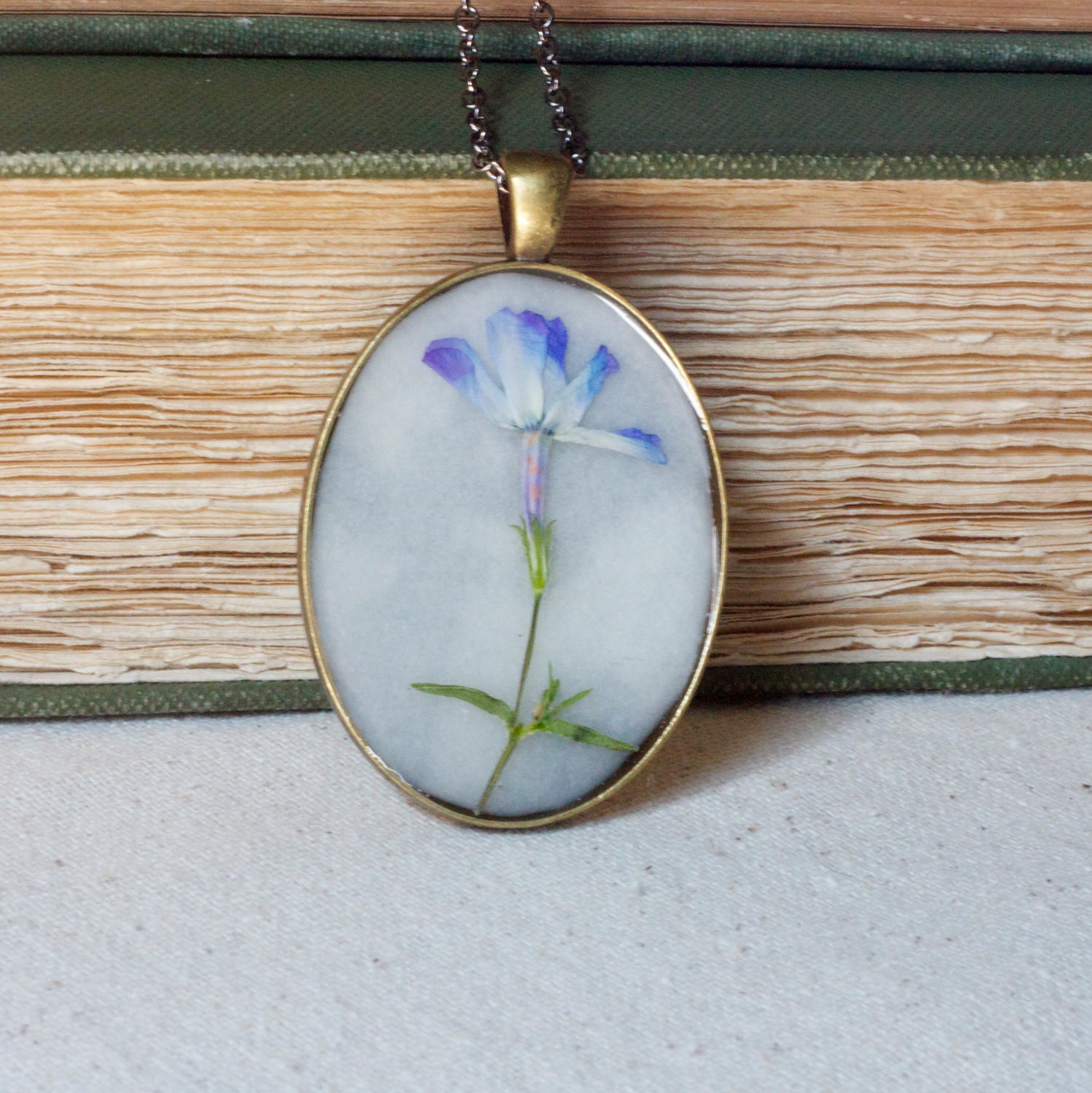 pressed flower necklace lavender phlox real pressed botanical Pendant Jewelry with Handmade Paper - resin jewelry spring summer garden