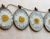 bridesmaid necklace set pressed flower handmade white daisy jewelry he loves me collection pendants bridal wedding woodland