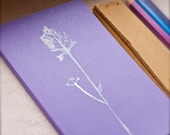 moleskine journal. botanical original print lavender purple white wildflower print gift for nature lover and writer. for man or woman unisex