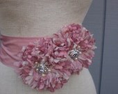 wedding Sash With two  Unique Design Flowers