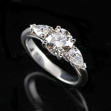 Platinum Diamond with Pear Shape Side Stones Engagement Ring Mounting