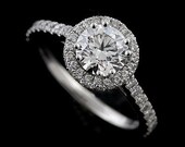 Halo Style Micro Pave Platinum Engagement Ring Mounting