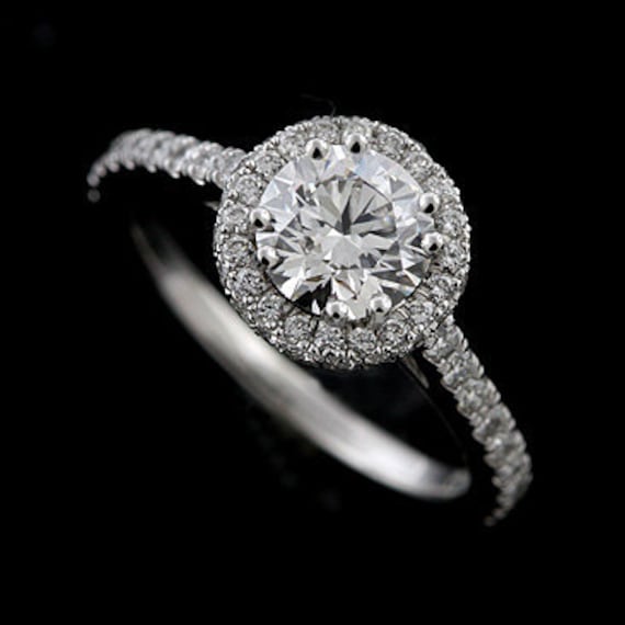 Halo Style Micro Pave Platinum Engagement Ring Mounting