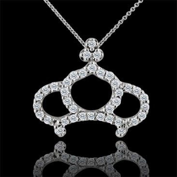 0.40Ct Diamond Royal Crown Tiara Pendant 14K White