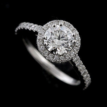 Halo Style Micro Pave Platinum Engagement Ring Mounting