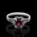 Vintage Style Flower Diamond Pave Pink Tourmaline Engagement Ring 14K White Gold