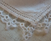 Vintage Linen Handkerchief White with Tatted Border Bridal - preservinghome