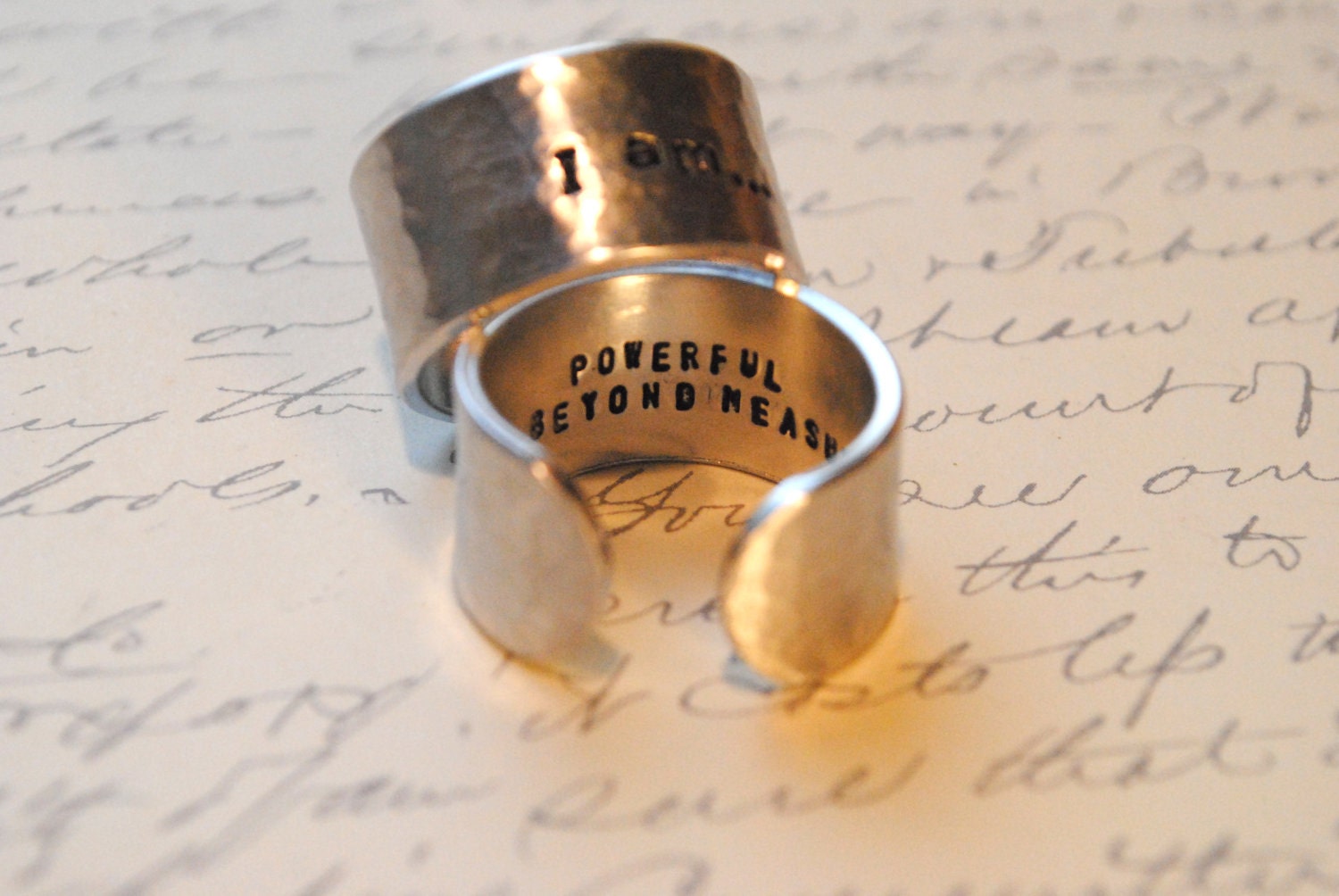 I am...The Heroine in my life Story Custom Secret Affirmation Cuff Ring