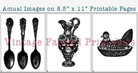15 Vintage Kitchen Items Clip Art Collection - 100% Scalable Vector Art