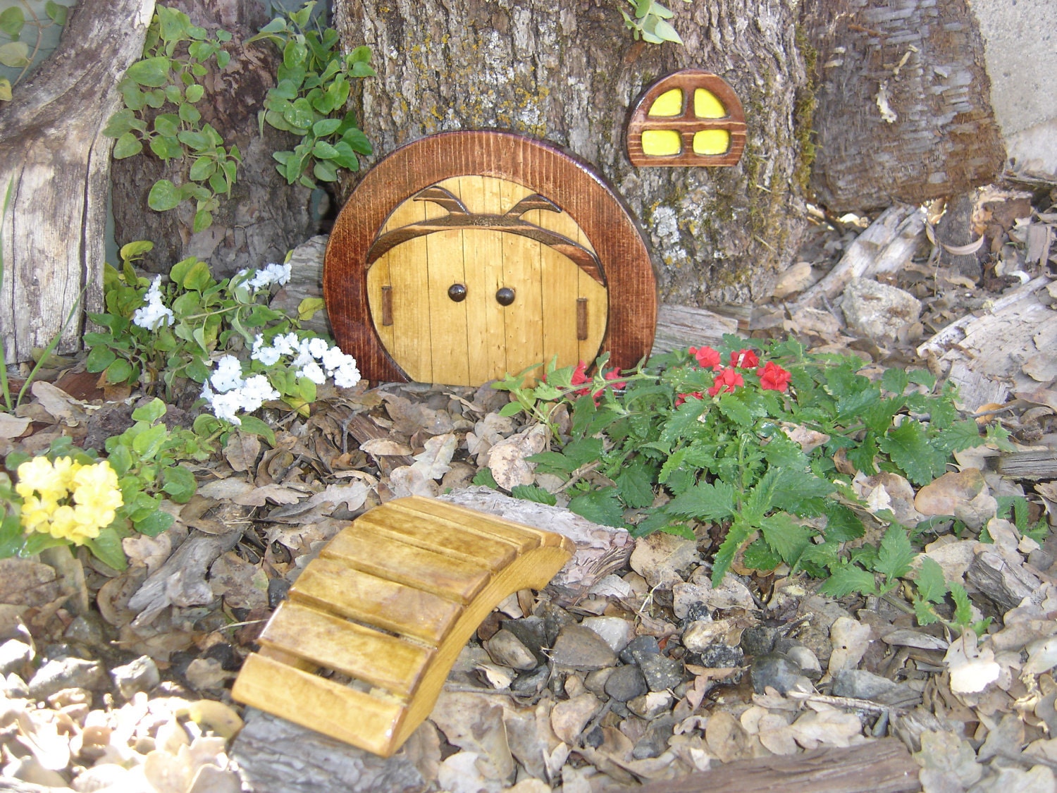 Miniature Garden, Fairy Door, Gnome Door, Hobbit Door, Elf Door, Troll Door. 7" tall sunshine door garden kit.