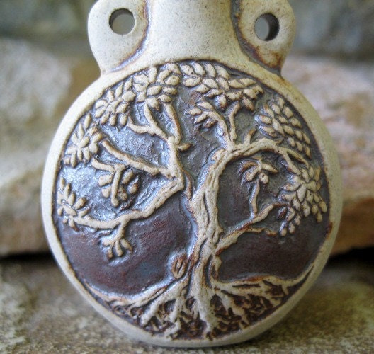 Tree of Life Bottle Pendant Ceramic Prayer Box Vessel - jewelrycatsupplies