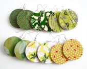 Green Earrings, Green Large Dangle Earrings, Japanese Chiyogami, Bridesmaids Earrings, Birthday, Mothers day, Made to order, Gift under 15