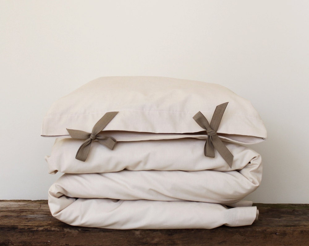 Toddler Bedding set - solid ivory cotton