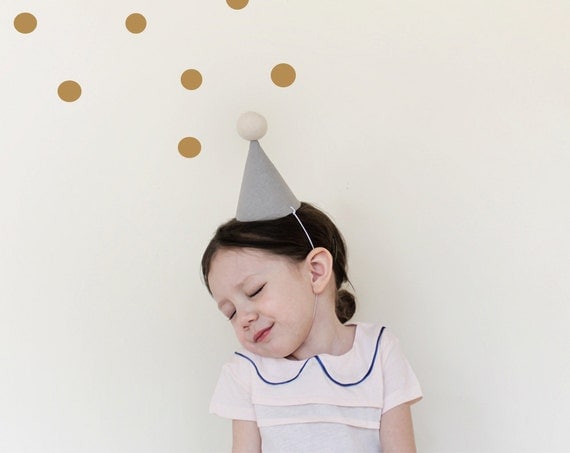 Party Hat - linen party hat in grey (small)