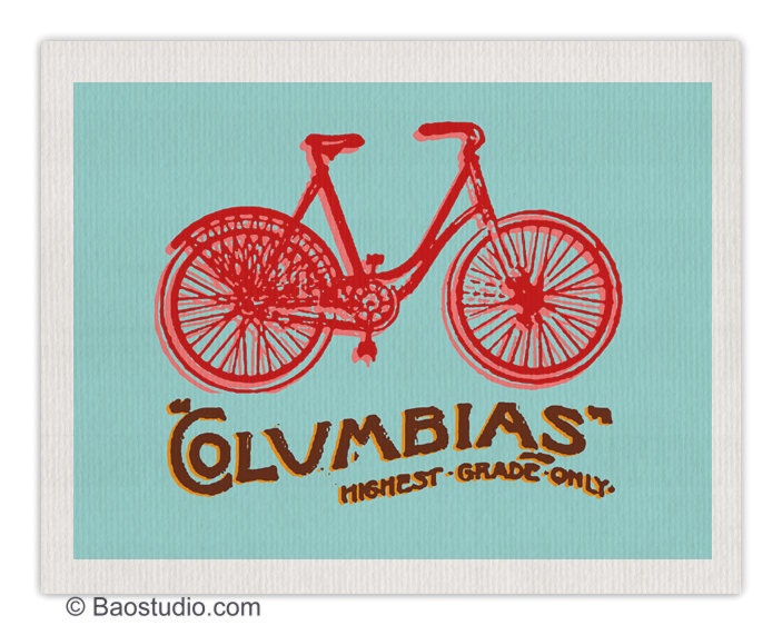 Vintage Columbias Bike (Light Blue) - 8x10 Pop Art Print  poster