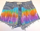Low Rise Levis with Tie Dye print -Denim Shorts Studs