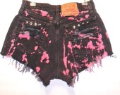 Vintage Levis Denim Shorts Hand dyed & Studded Waist 31 inches
