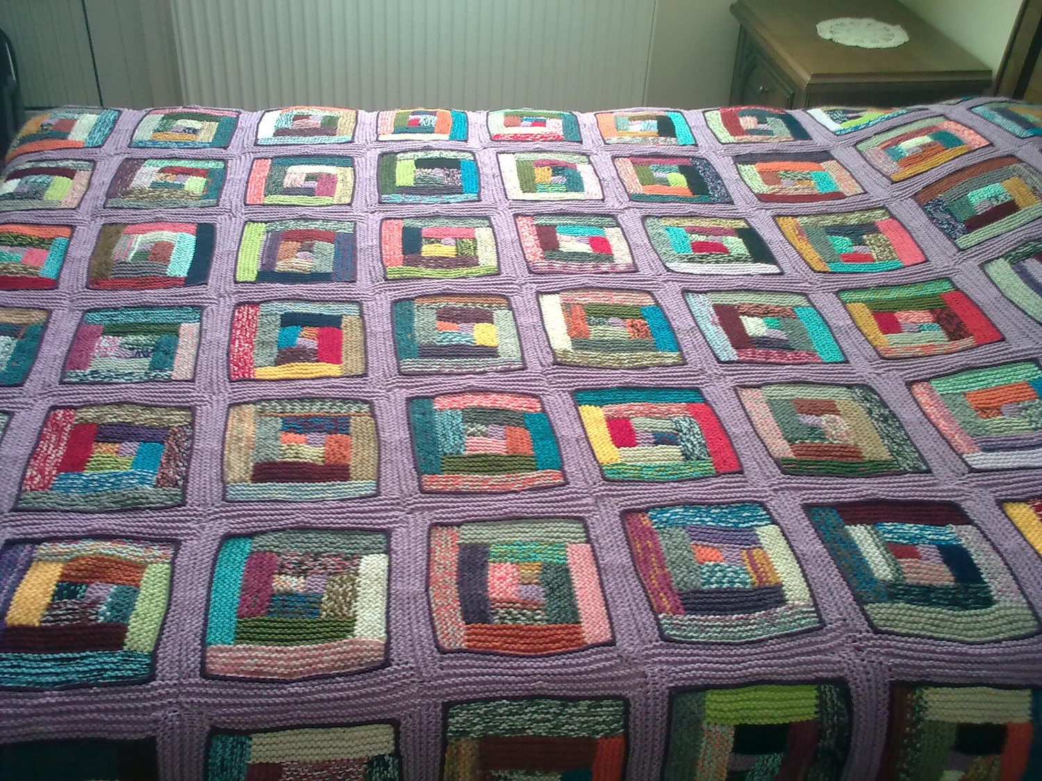 Reserved for Jill - RAINBOW - Hand Knitted Blanket / Afghan Blanket / Large Blanket / Cotton Lining