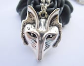 necklace---antique silver fox pendant & alloy chain