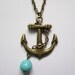 necklace---antique bronze anchor and turquoise&alloy chain necklace