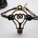 bracelet---antique bronze unique electric bulb pendant & brown leather chain