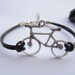 Bracelet---antique silver 3d love bike & brown leather chain
