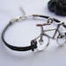 Bracelet---antique silver 3d love bike & brown leather chain